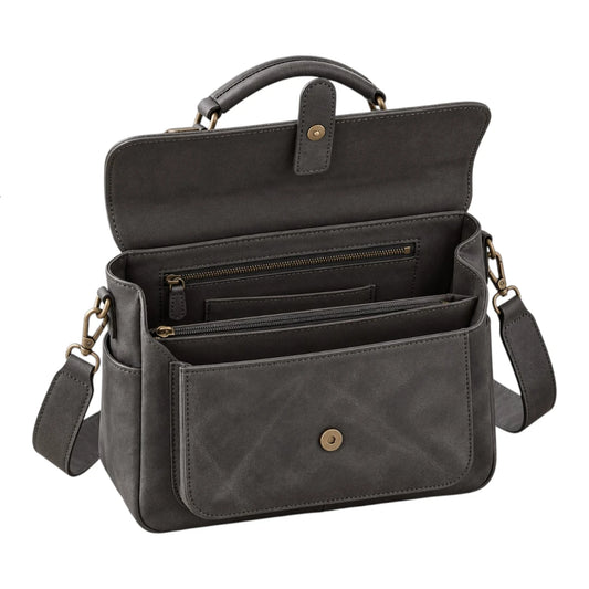 Bagelite Ashford Charcoal Faux Leather Satchel Handbag