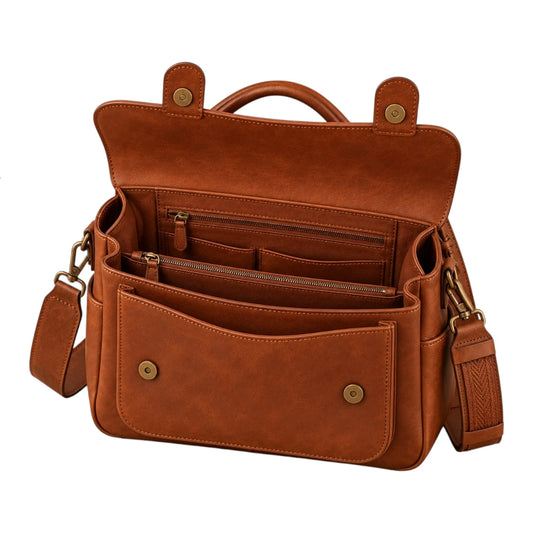 Bagelite Camden Cognac Faux Leather Satchel Handbag