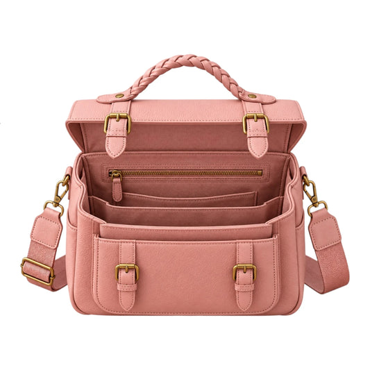 Bagelite Roselle Blush Pink Faux Leather Satchel Handbag