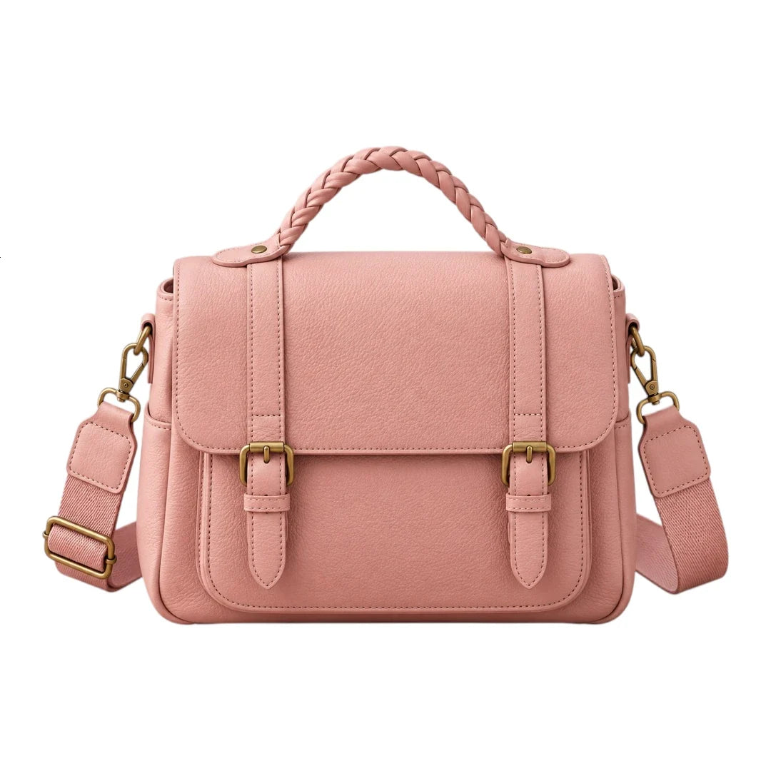 Bagelite Roselle Blush Pink Faux Leather Satchel Handbag