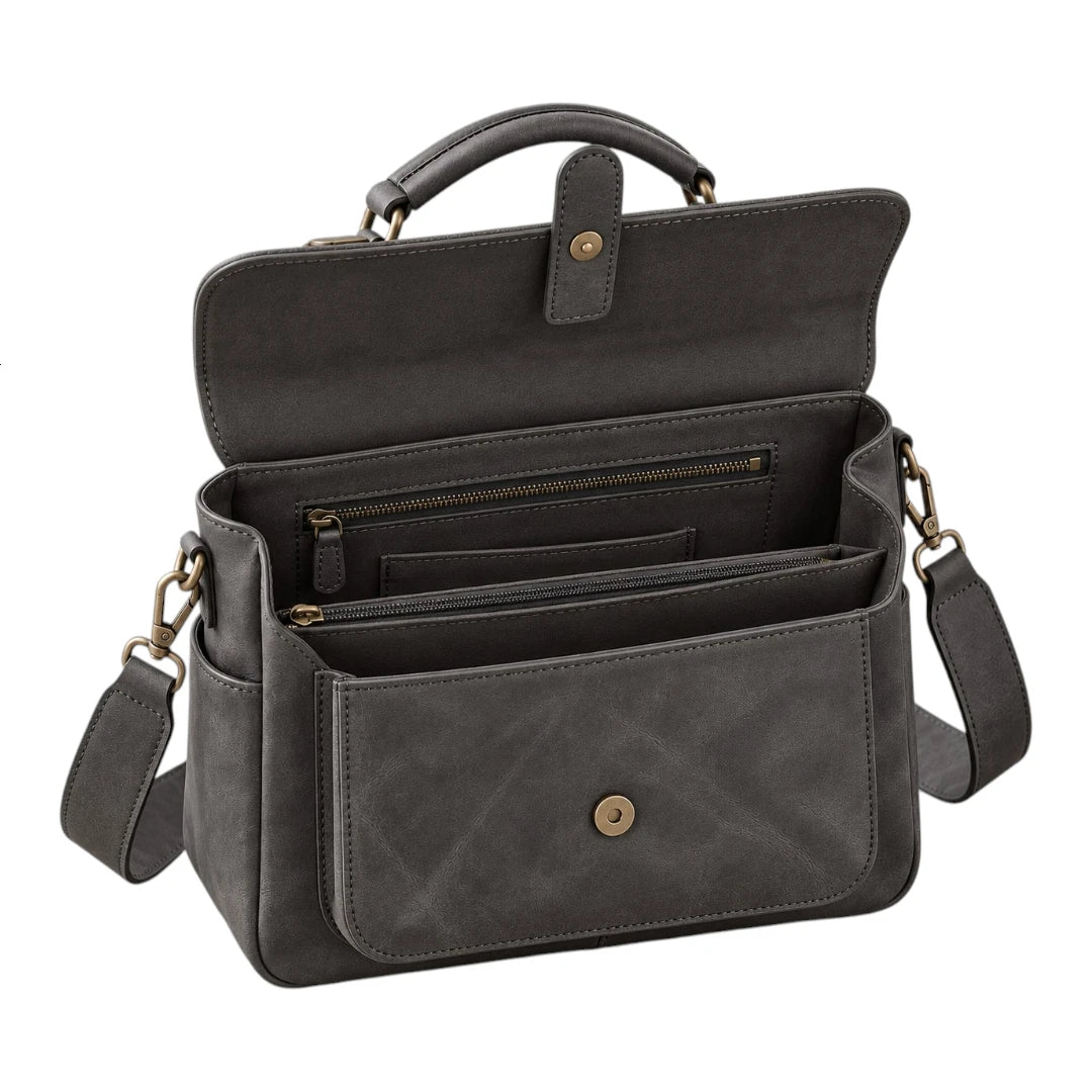 Bagelite Ashford Charcoal Faux Leather Satchel Handbag