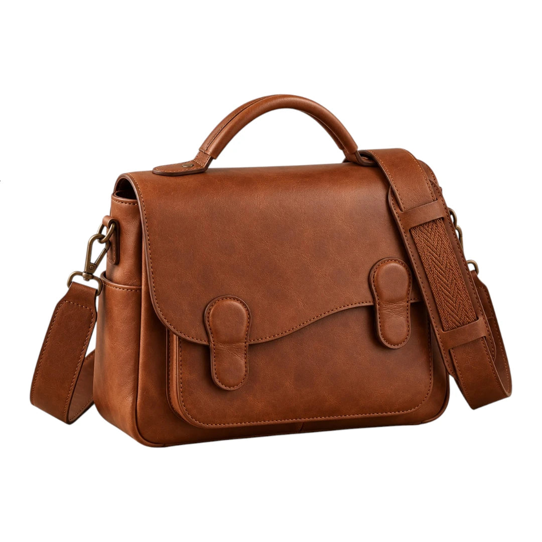 Bagelite Camden Cognac Faux Leather Satchel Handbag