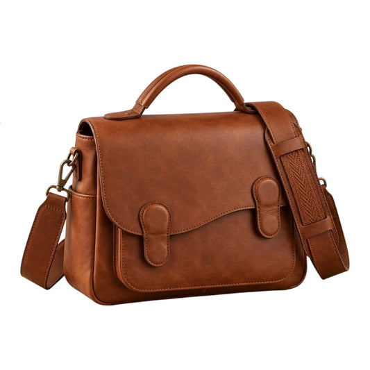 Bagelite Camden Cognac Faux Leather Satchel Handbag