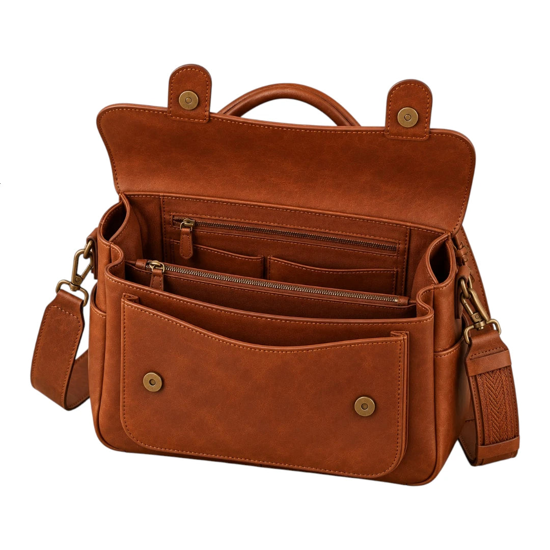 Bagelite Camden Cognac Faux Leather Satchel Handbag