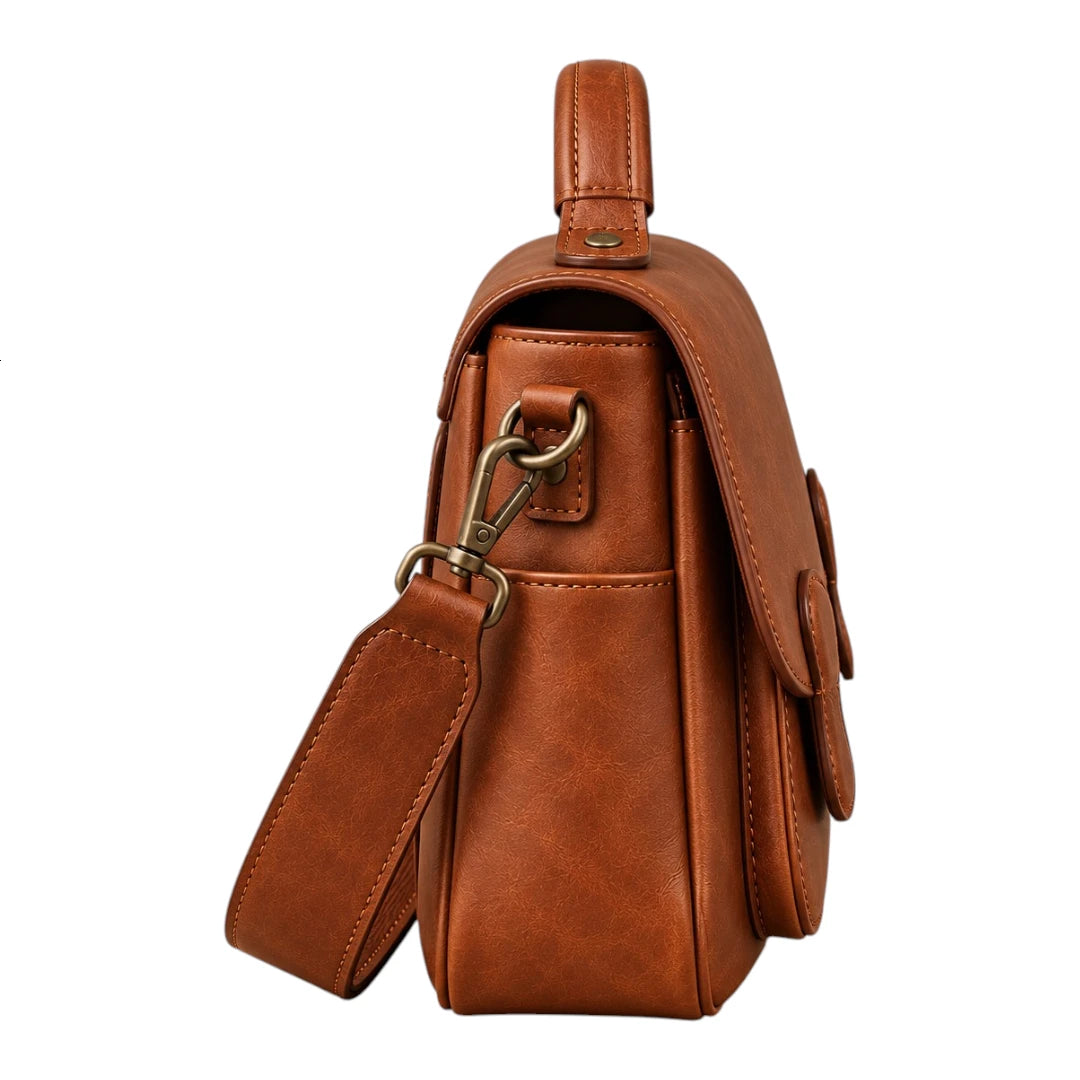 Bagelite Camden Cognac Faux Leather Satchel Handbag