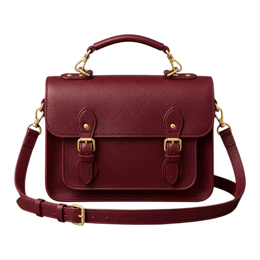 Bagelite Marcelline Burgundy Faux Leather Satchel Handbag