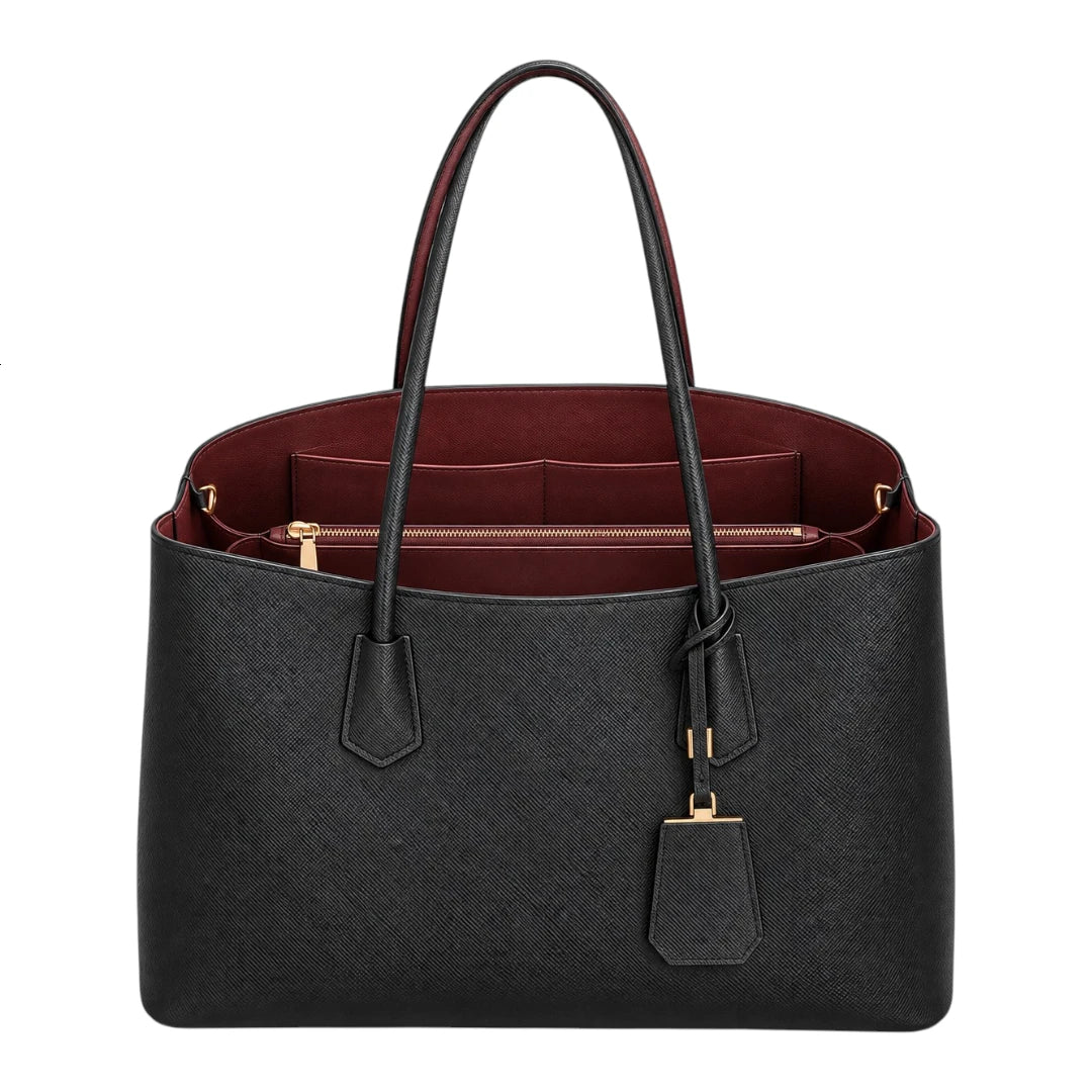 Bagelite, Women’s Satchel Handbags, Black Satchel Handbag, Faux Leather Bag, Medium Handbag, Structured Handbag, Everyday Satchel, Women’s Fashion Bag