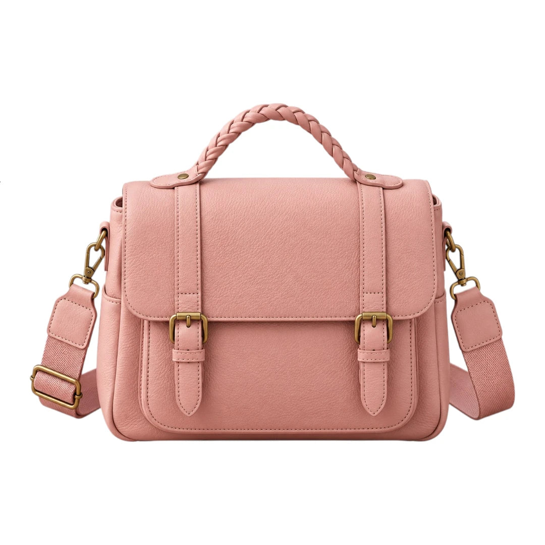 Bagelite Roselle Blush Pink Faux Leather Satchel Handbag