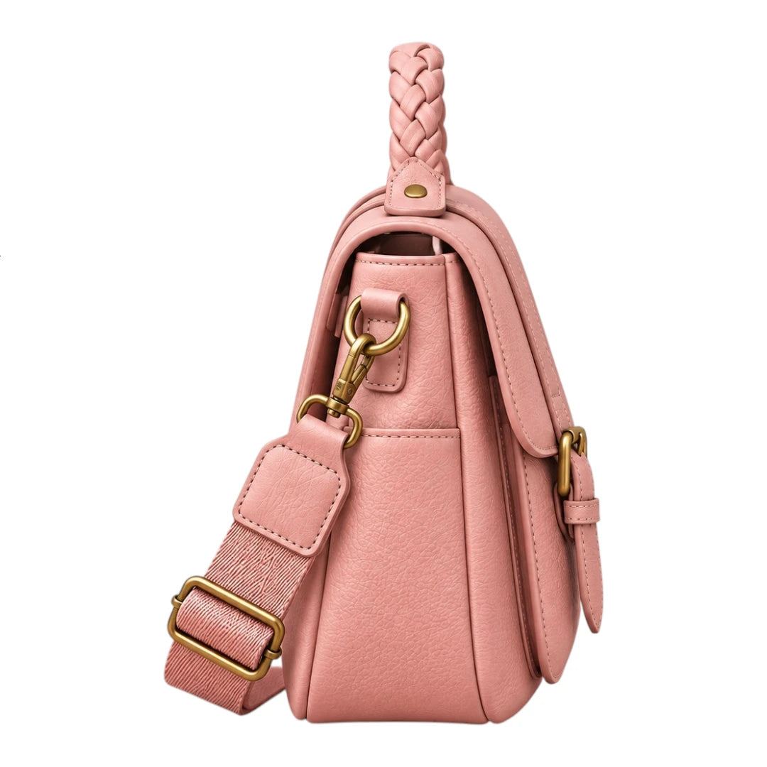 Bagelite Roselle Blush Pink Faux Leather Satchel Handbag