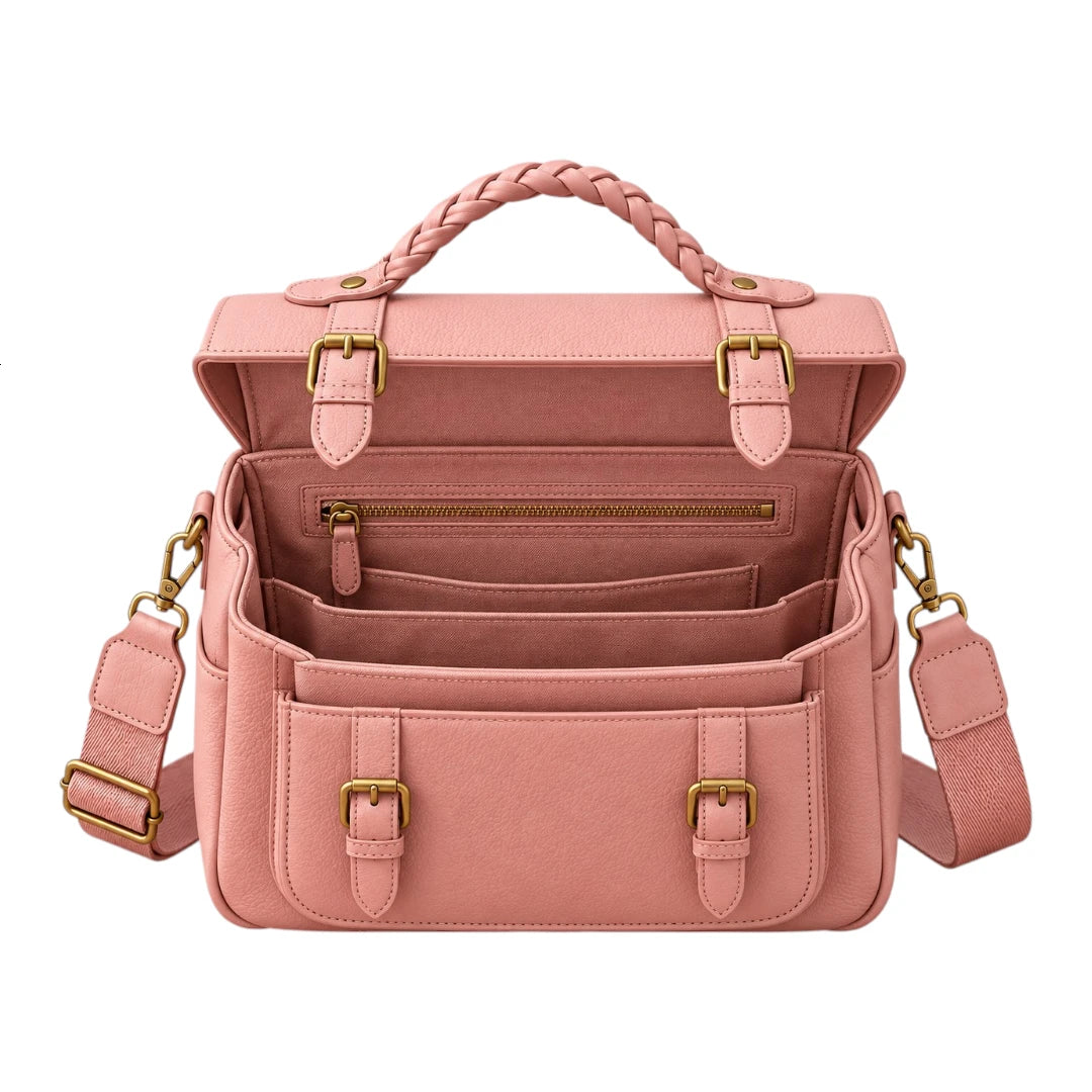 Bagelite Roselle Blush Pink Faux Leather Satchel Handbag