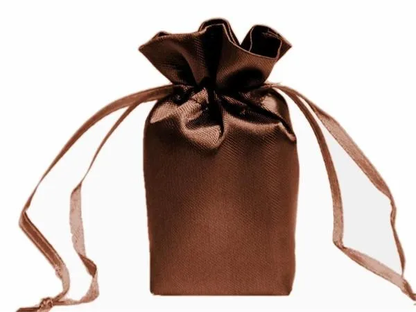 6x9 Chocolate Elegant Satin Bags - 12 pcs