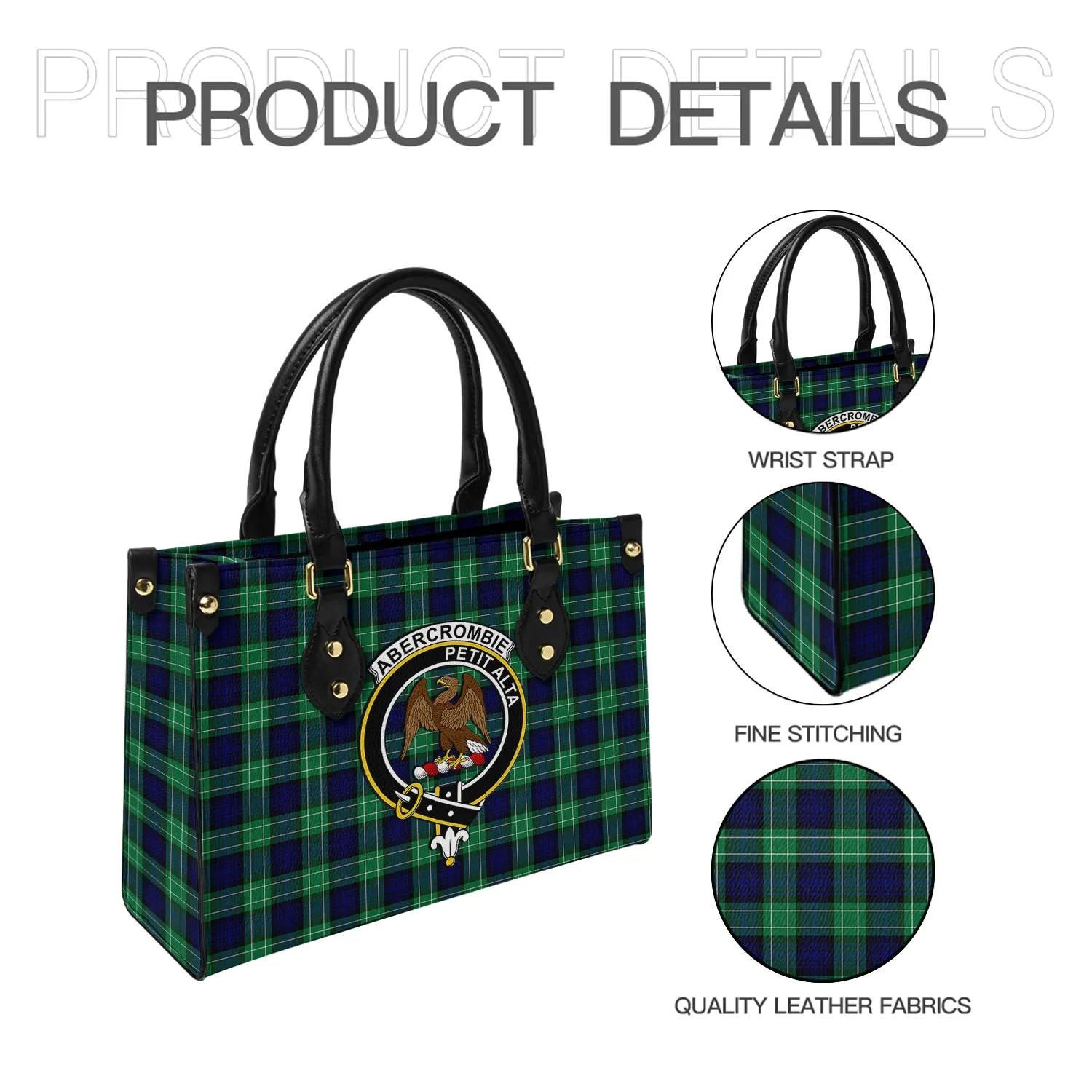 Abercrombie Tartan Leather Bag with Family Crest