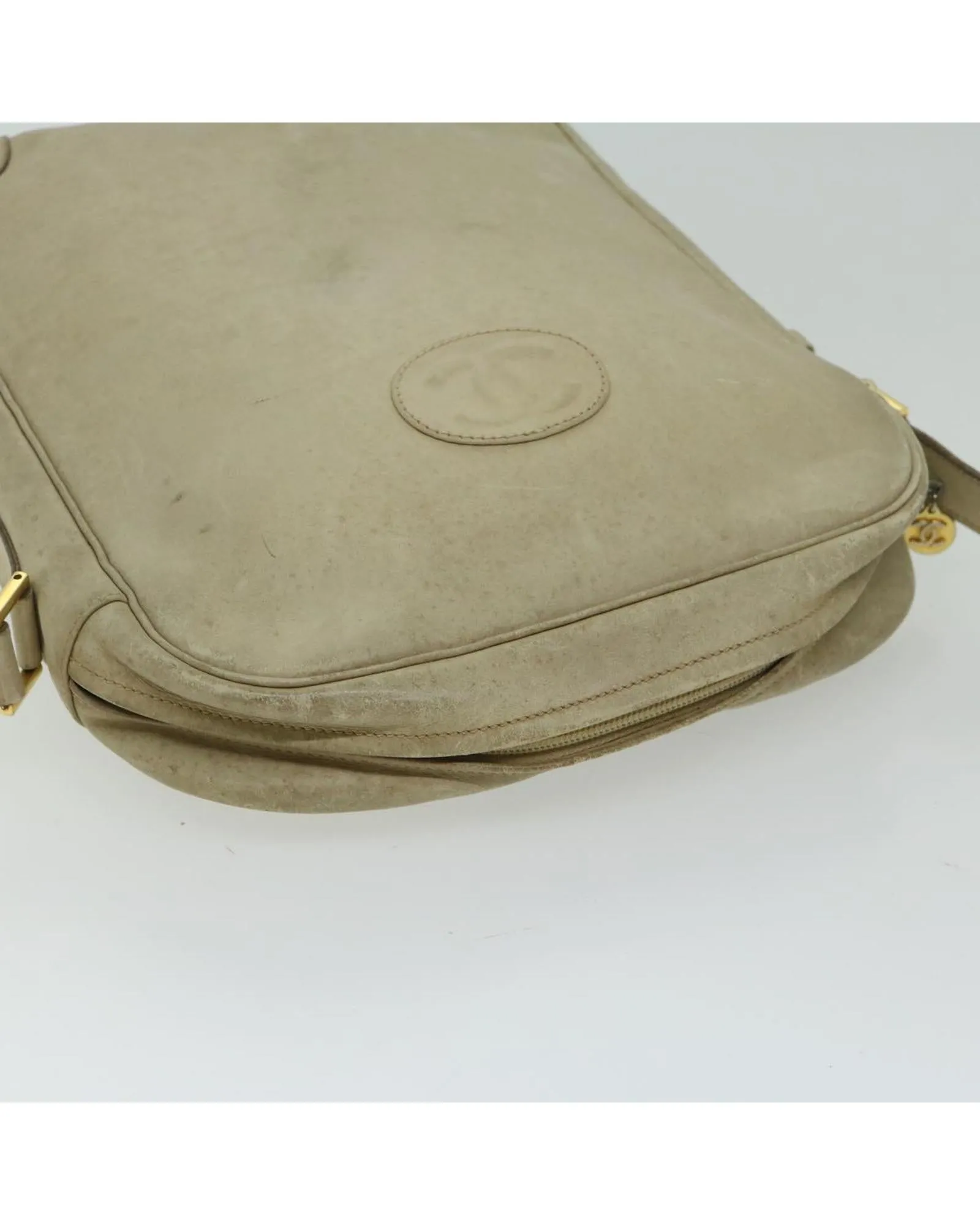 Beige Leather Shoulder Bag with CC Logo by CHANEL