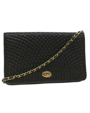 Black Leather Chain Shoulder Bag by BALLY