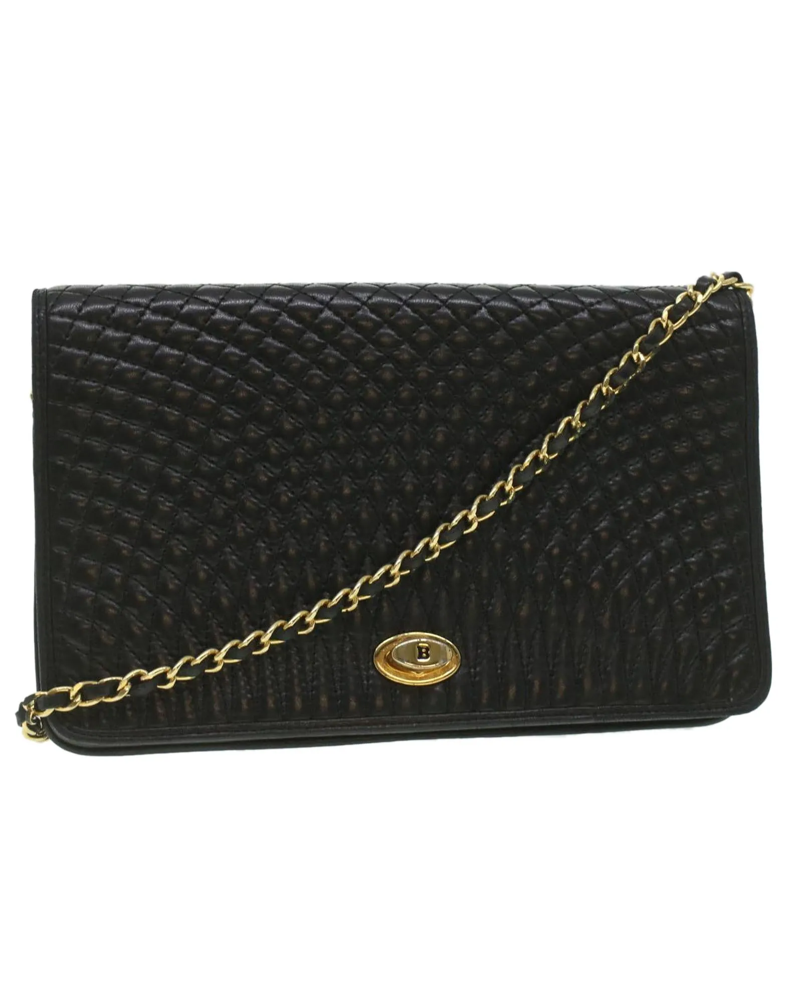 Black Leather Chain Shoulder Bag by BALLY