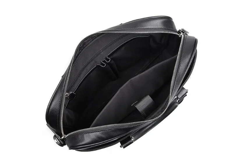 Black Leather Laptop Messenger Bags For Men