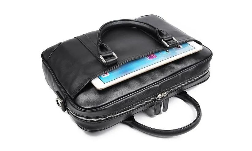 Black Leather Laptop Messenger Bags For Men