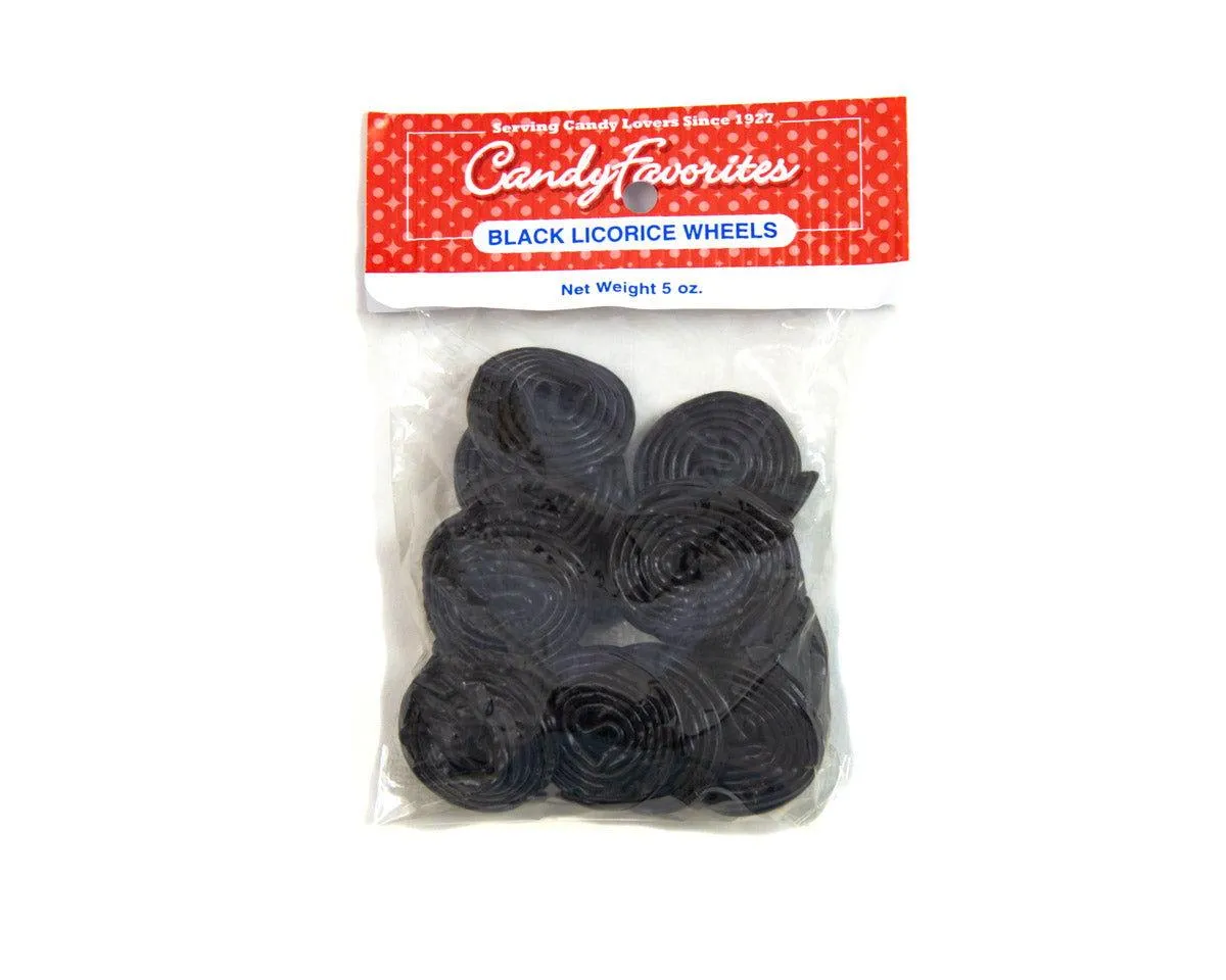 Black Licorice Wheels 5 oz. Peg Bags