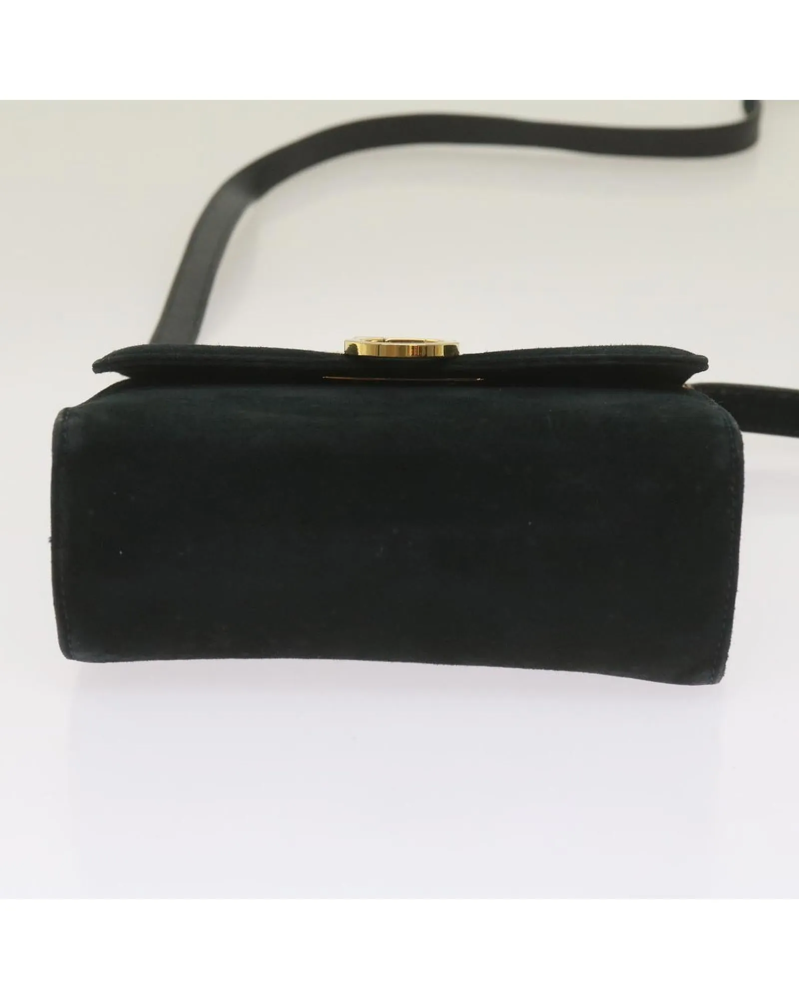 Black Suede Shoulder Bag with Gancini Detail by Italian Designer