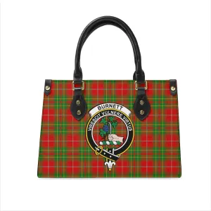 Burnett Tartan Leather Bag with Family Crest