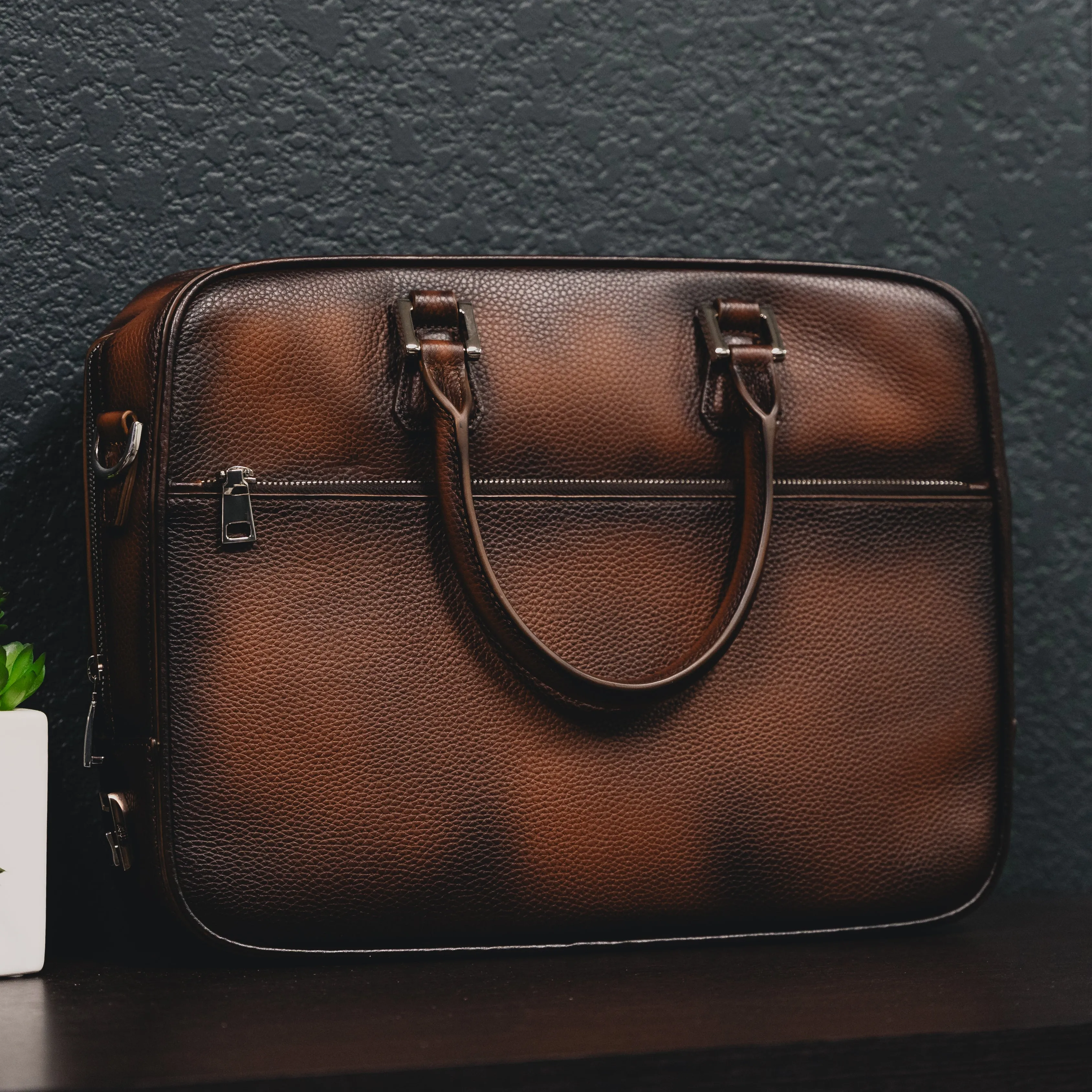 Burnished Saddle Briefcase