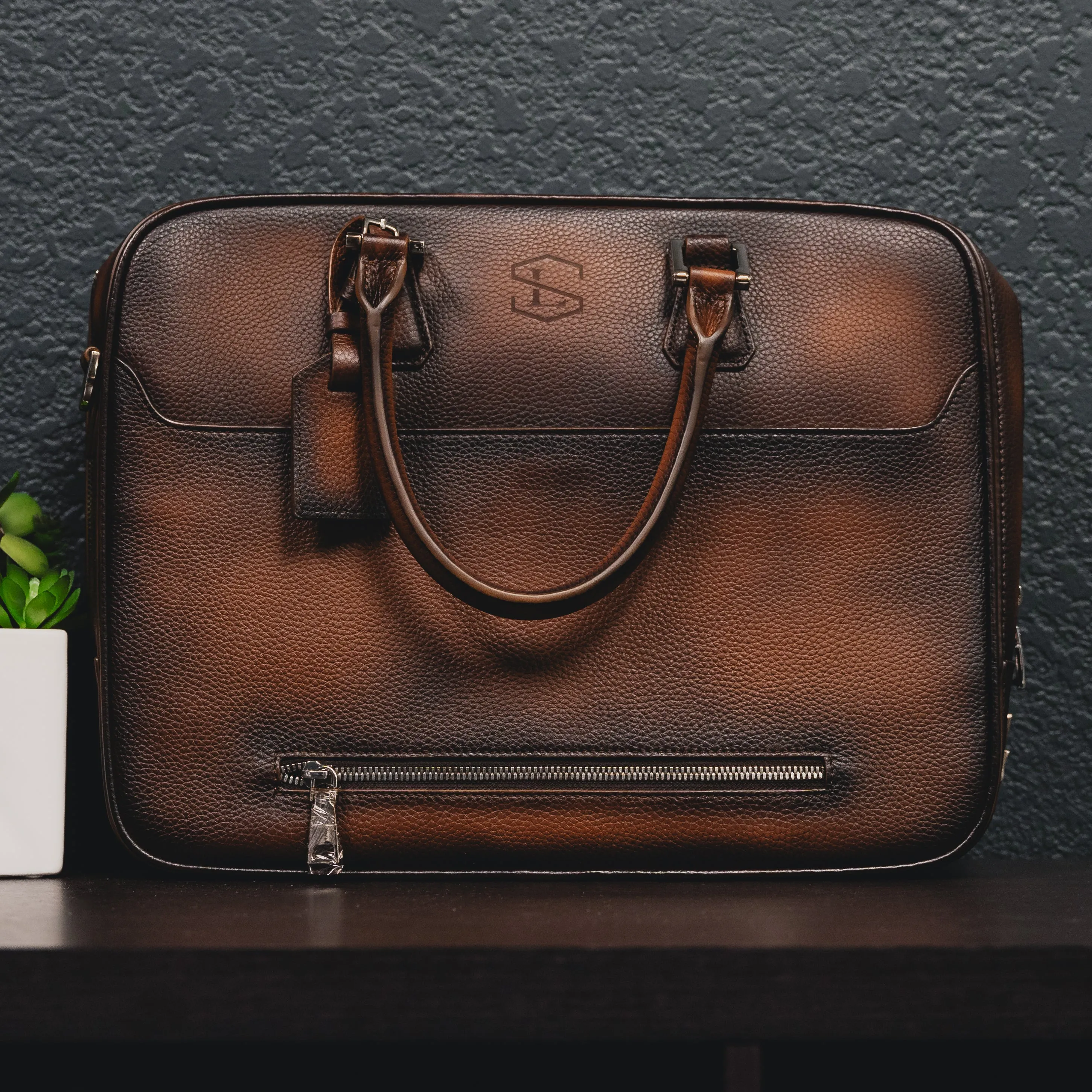 Burnished Saddle Briefcase