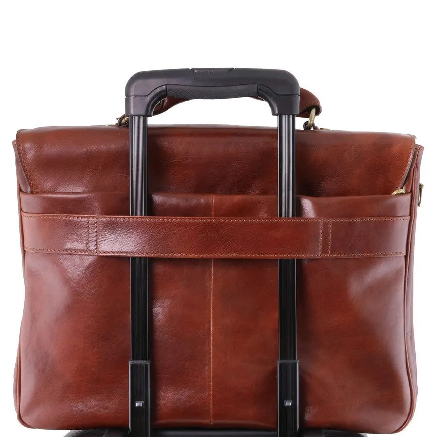 Business 4 Wheeled Luggage And Leather Laptop Briefcase Set