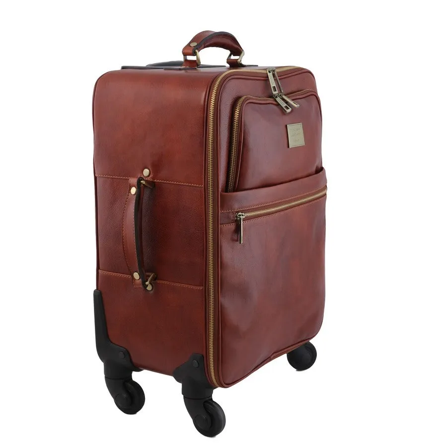 Business 4 Wheeled Luggage And Leather Laptop Briefcase Set