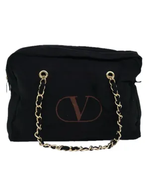 Canvas Chain Tote Bag in Black