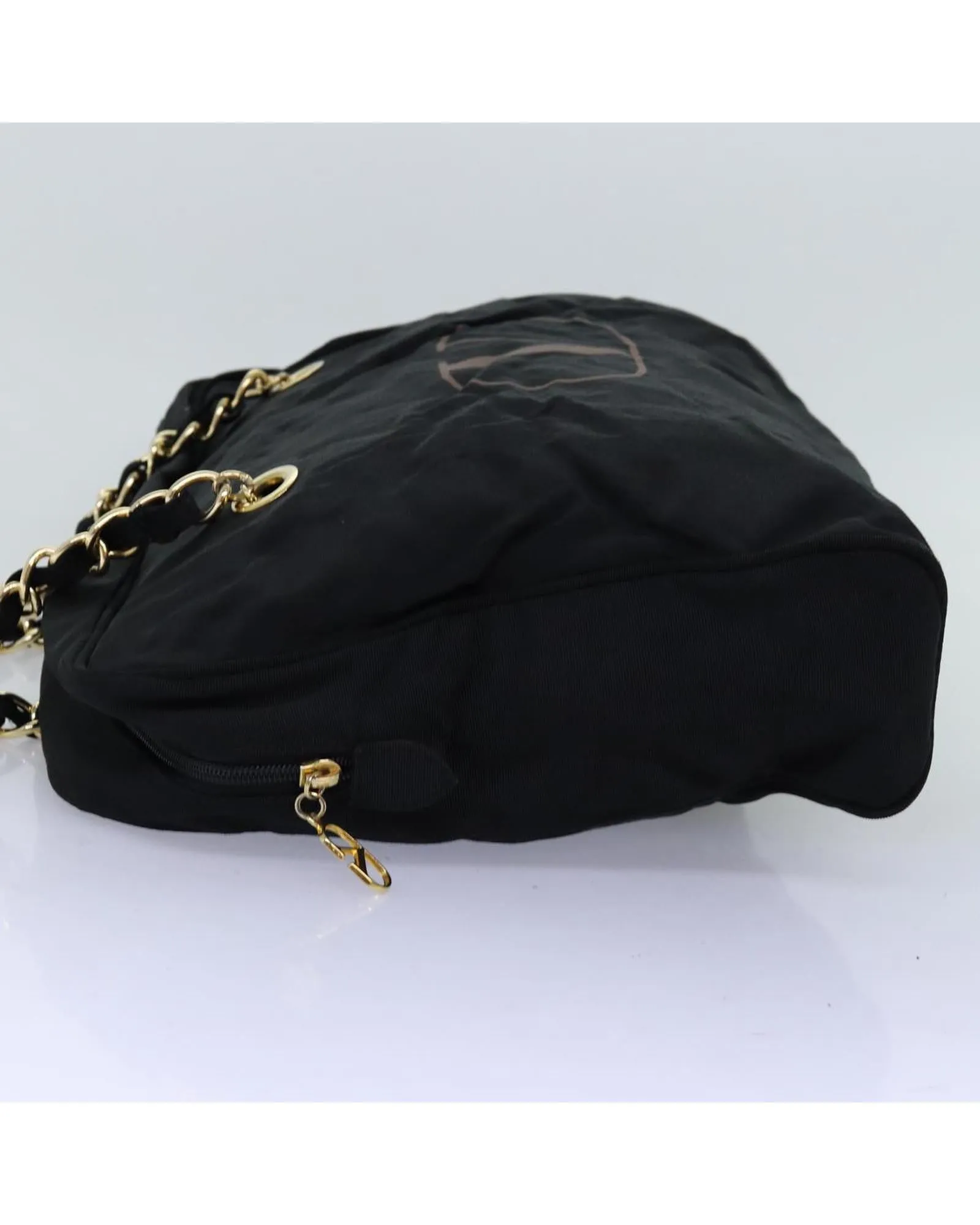 Canvas Chain Tote Bag in Black