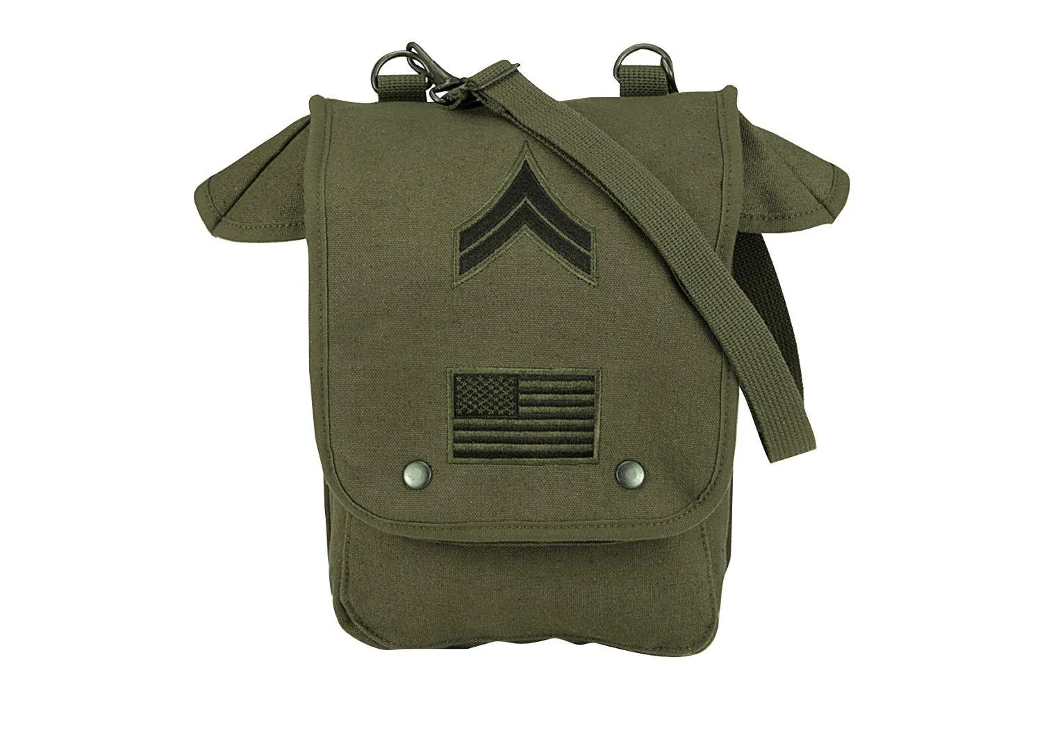 Canvas Map Case Shoulder Bag With Military Patches