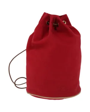 Canvas Shoulder Bag with Red Accents