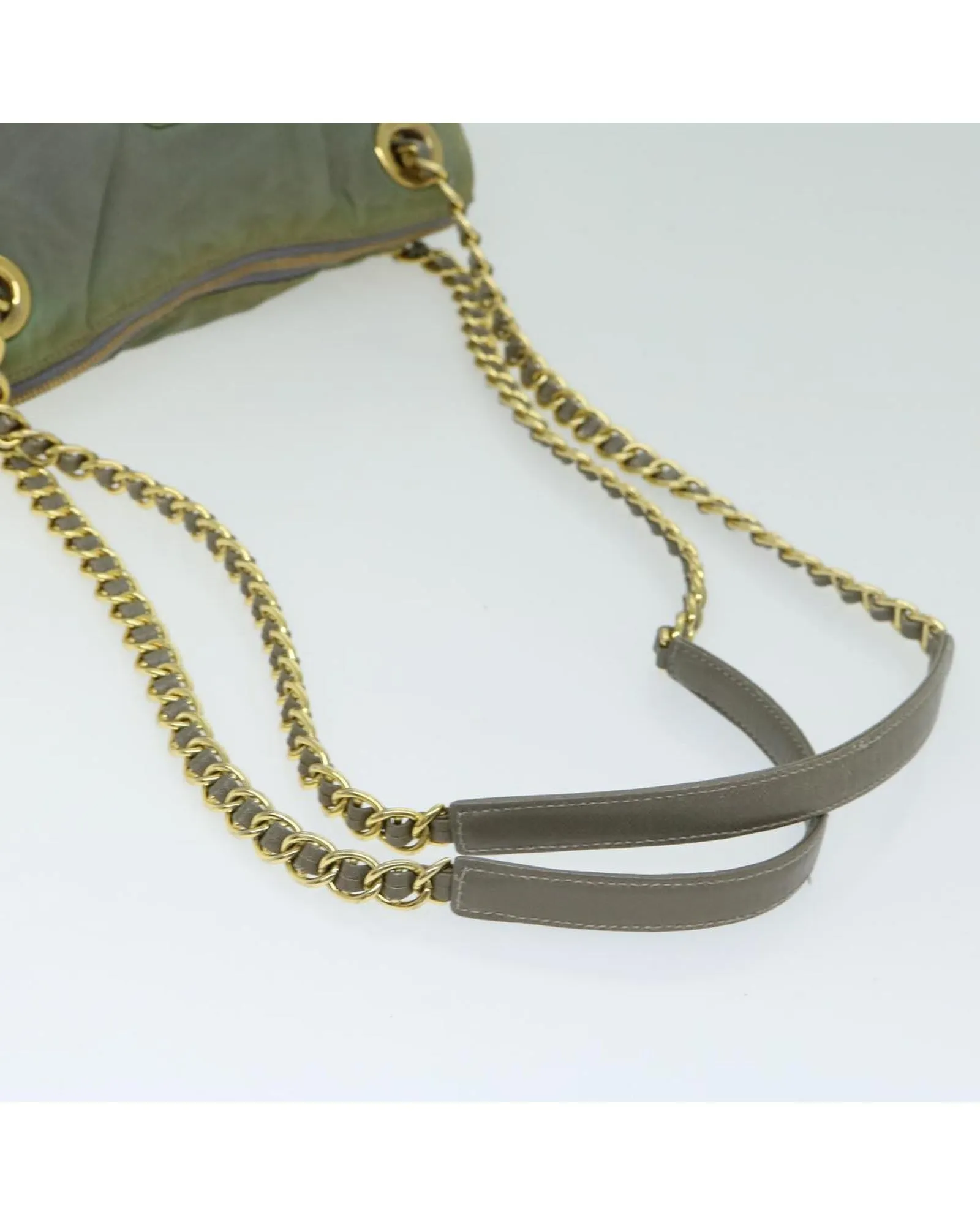 Chain Shoulder Bag in Khaki Nylon by Prada