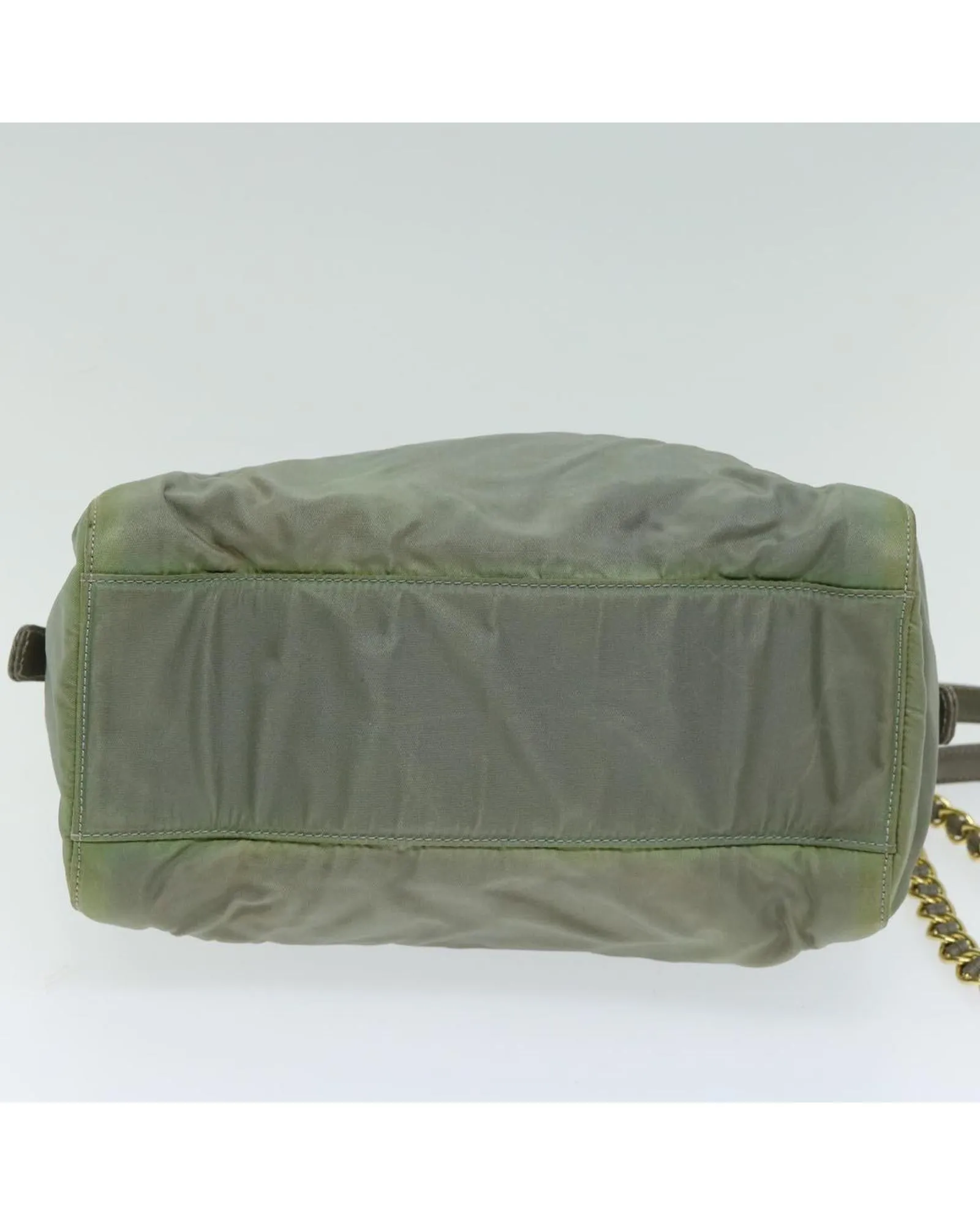 Chain Shoulder Bag in Khaki Nylon by Prada