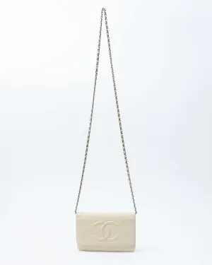 Chanel Beige CC Timeless Caviar Wallet On Chain