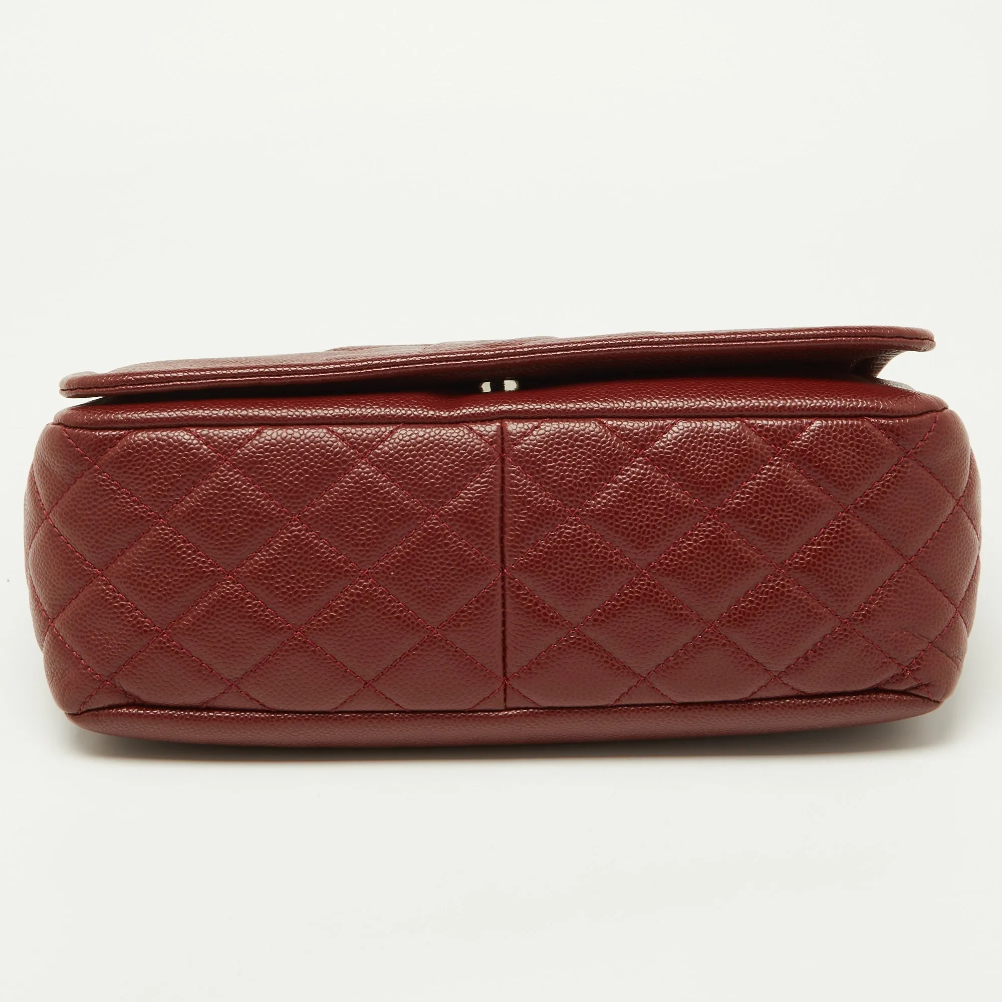 CHANEL  Dark Red Caviar Leather Large CC Timeless Flap Bag