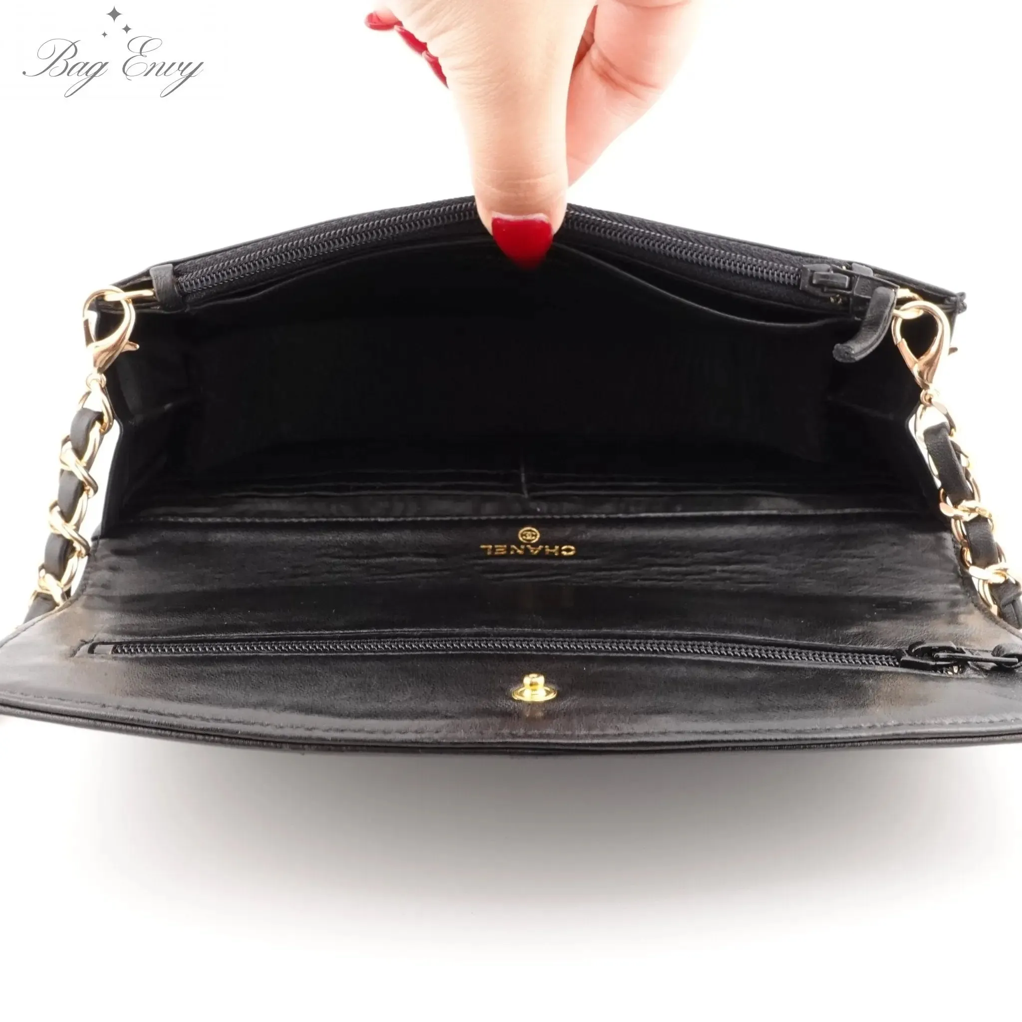 CHANEL Lambskin Timeless Clutch on Chain