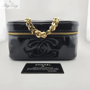 CHANEL Patent Timeless Vanity with Chain