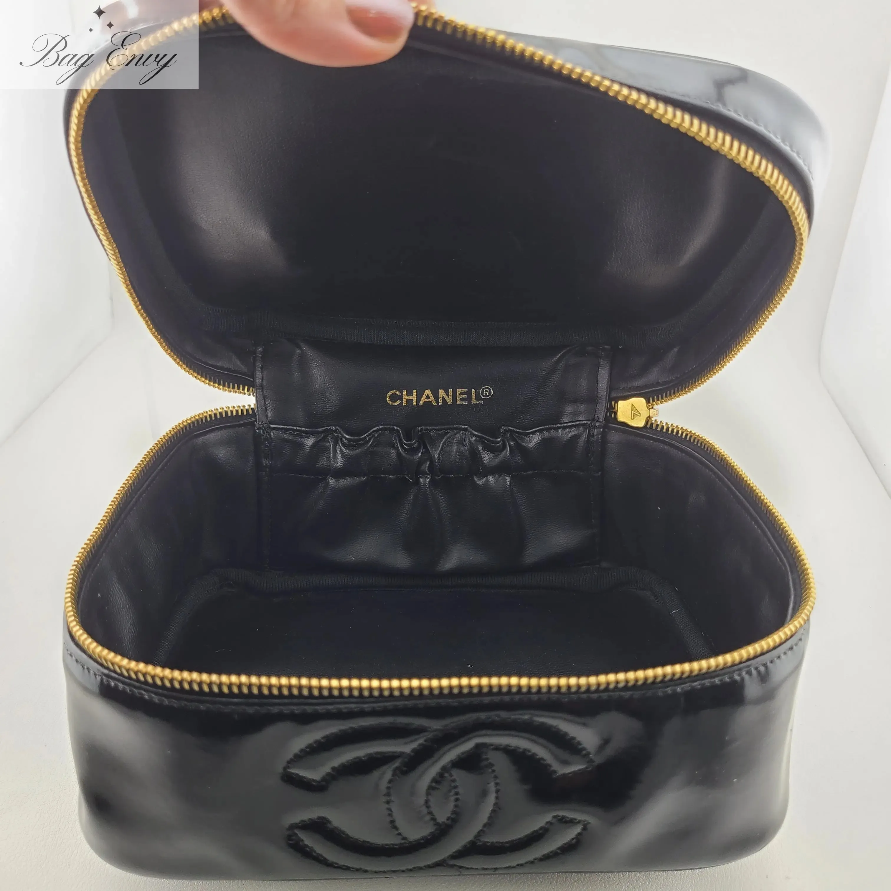 CHANEL Patent Timeless Vanity with Chain