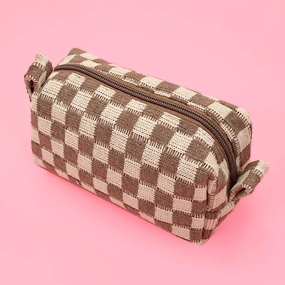 Checker Makeup Pouch