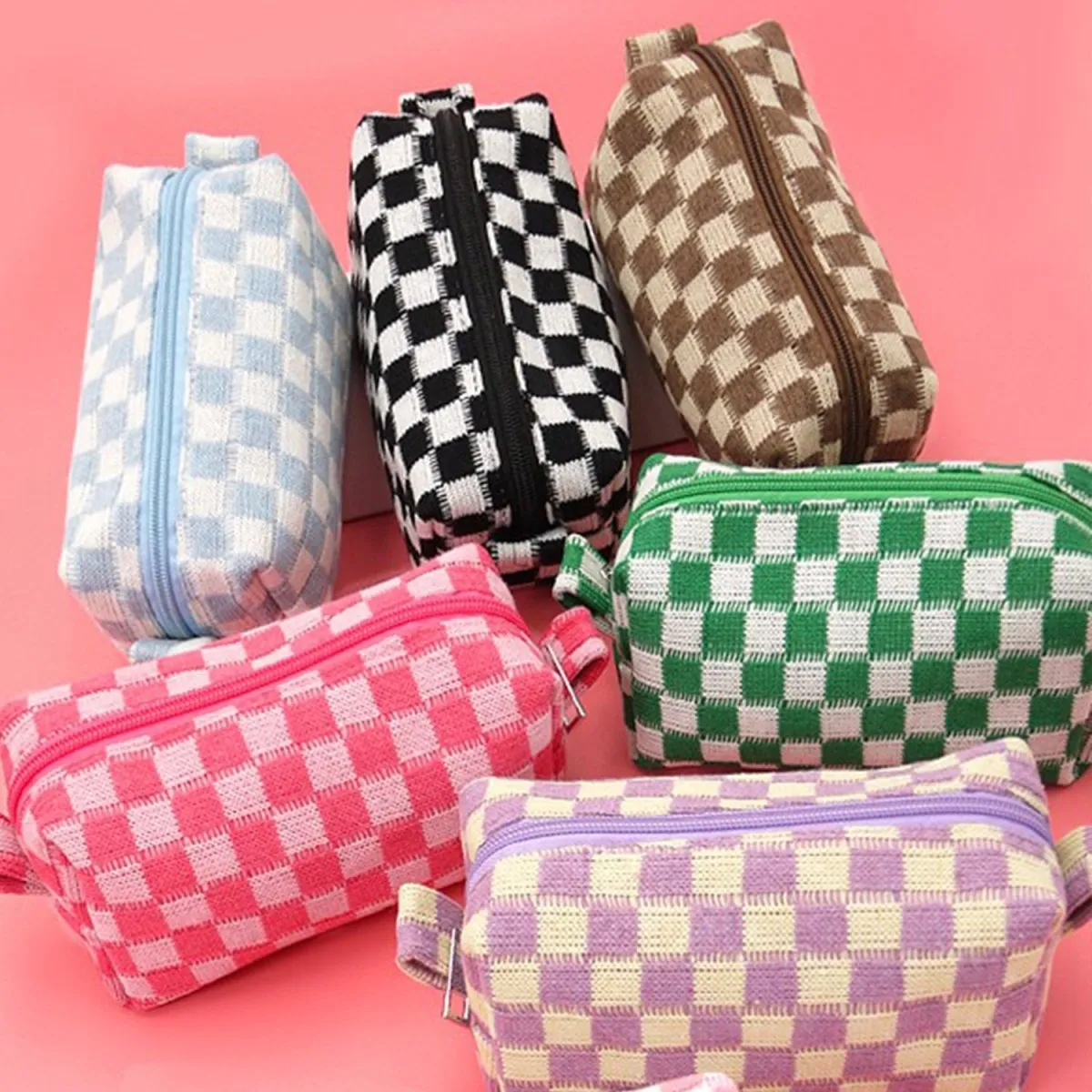 Checker Makeup Pouch