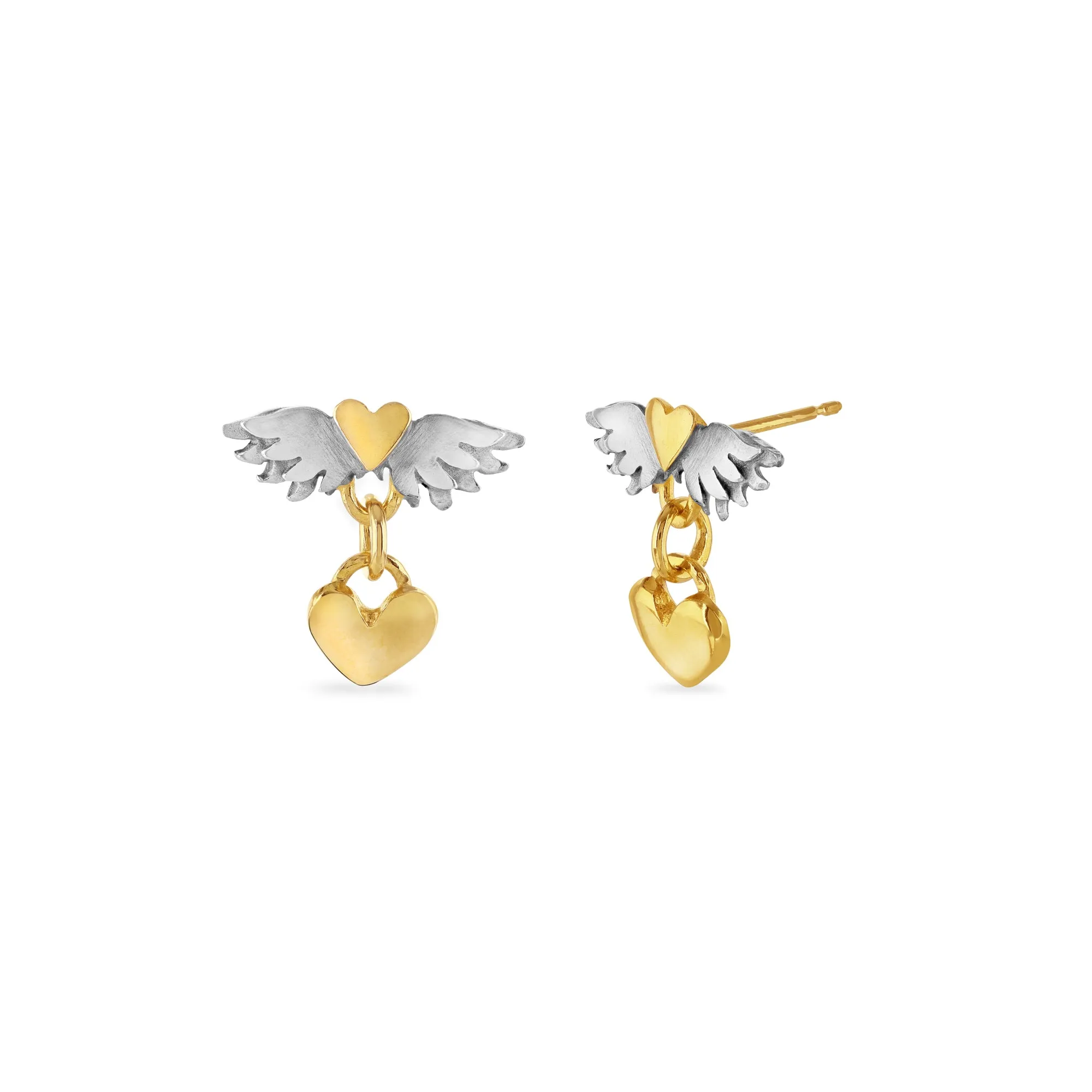 Classic Winged Heart Drop Earrings