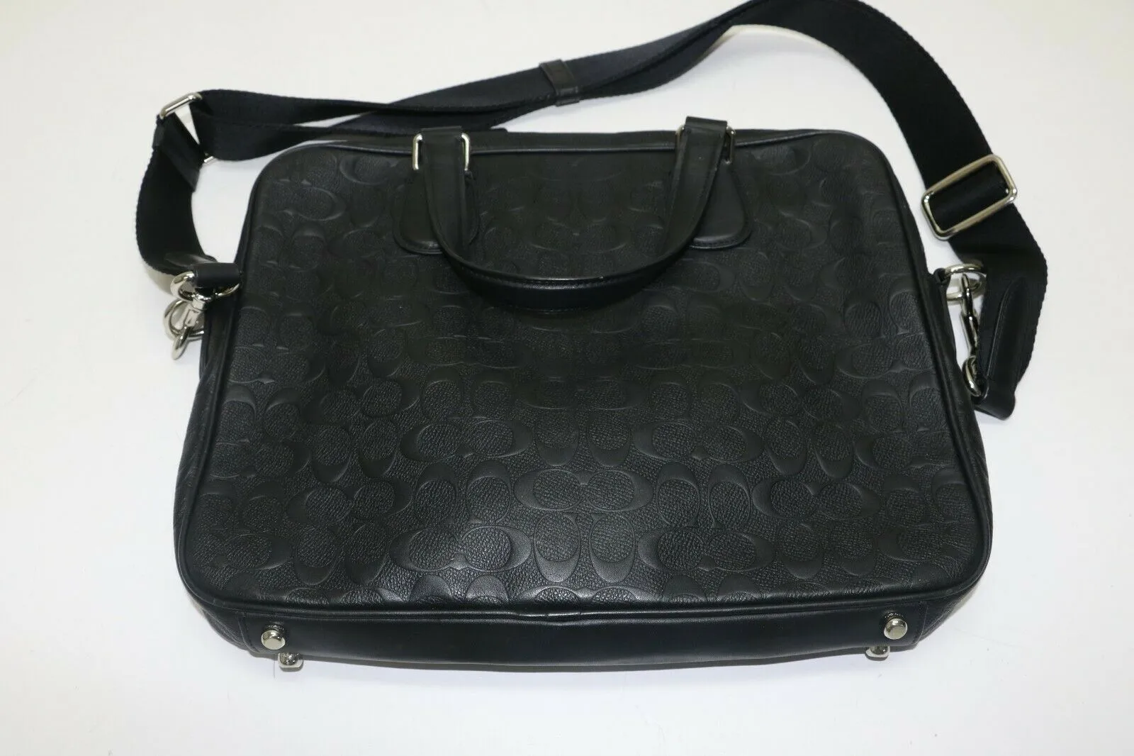 Coach Hudson 5 Slim Brief 71752 Signature Leather Black Crossbody Bag