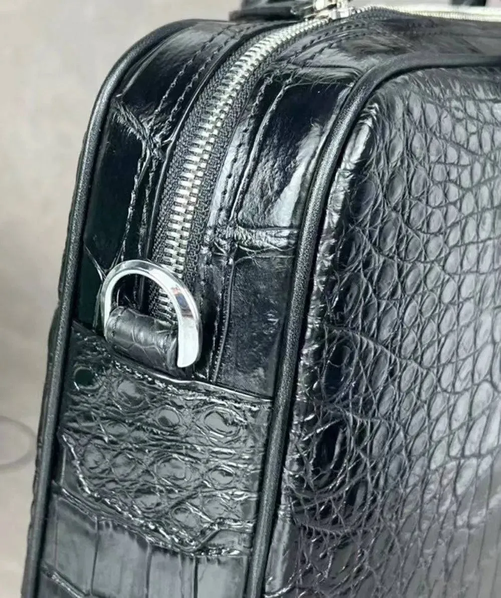 Crocodile Leather Laptop Briefcase with Combination Lock