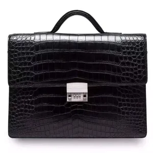 Crocodile Leather Men's Briefcase Business Bags With Password Lock