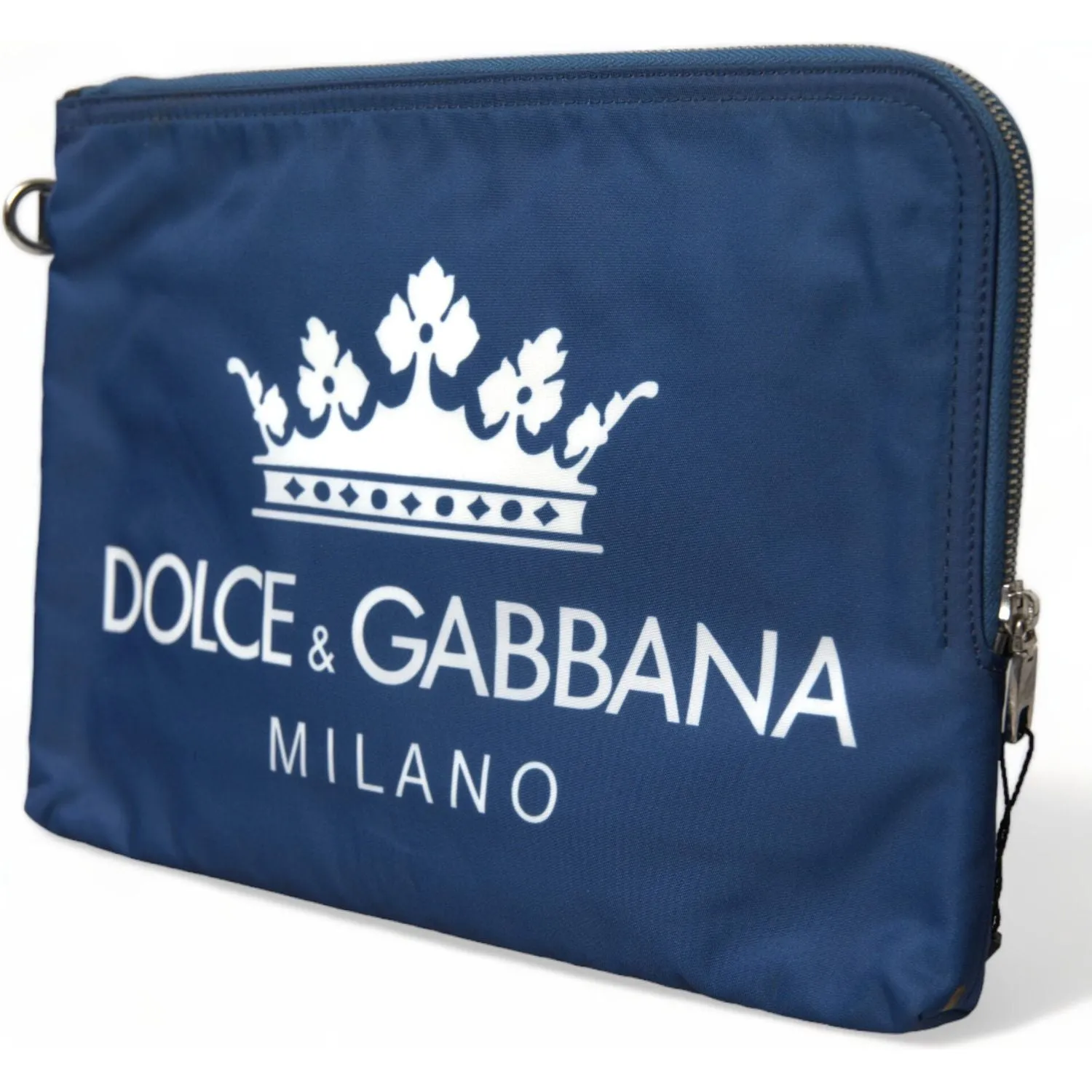 Dolce & Gabbana Elegant Blue Nylon Zipped Clutch