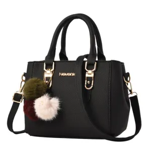 Elegant Handbag With Pompoms