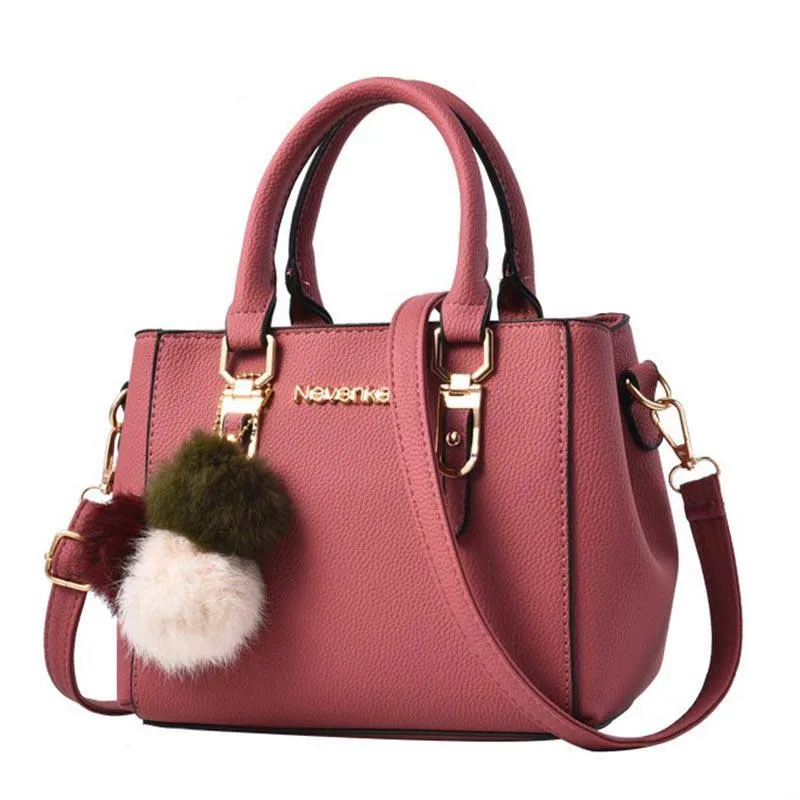 Elegant Handbag With Pompoms