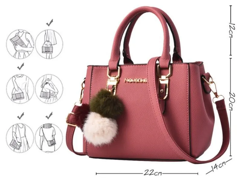 Elegant Handbag With Pompoms