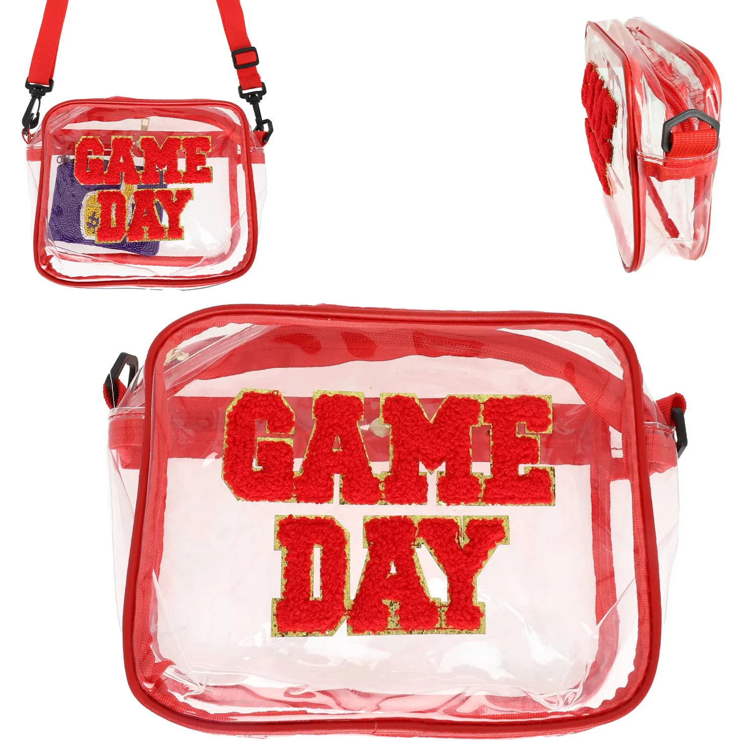 Game Day Clear Transparent Crossbody Bag : Red